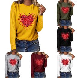 Women's T Shirts Fashion Valentine's Day Love Print Round Neck Long Sleeve Top Shirt Plain Women Womens Work Out Pack