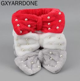 Hair Accessories 2021 Wash Face Makeup Headbands For Women Coral Fleece Bow Spa Headband Shower Band Girls Pearls Turban3602496