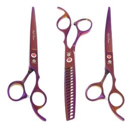 Hair Scissors 70quot Purple Dragon Pets Grooming Dog Trimming Clippers Animals StraightThinningCurved Shears Forceps Comb B003060087