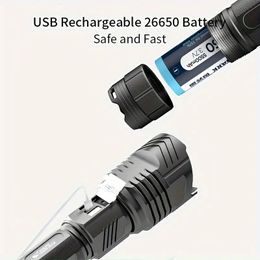 Zoomable Flashlight, P70 Super Bright Torch Light, USB Rechargeable Handheld Portable Flashlight, 5500mAh, For Outdoor Camping, Home Emergency