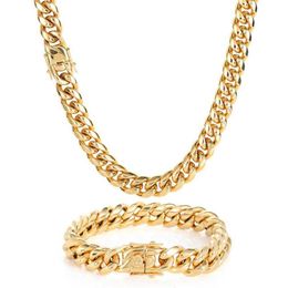 Cuban Link Chain 6 8 10 12 14 16 18mm zirconia necklace Jewellery 26 28 30 inch European Hip Hop electroplated Necklace for men and 3079