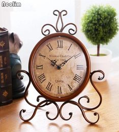 NOOLIM European Antique Luxury Iron Clock Living Room Home Vintage Clock Table Clock Retro Roman Digital Desktop Ornaments Y2004075893195