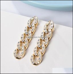 Dangle Chandelier Earrings Jewelry Punk Acrylic Thick Gold Chain Big For Women Shiny Fl Rhinestone Fashion Statement Brincos Dro3636650