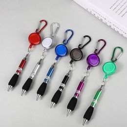 Buckle Ring Lanyard Stationery Retractable Key Chain Ballpoint Pen Neutral Easy Pull Writing Tools 20cm