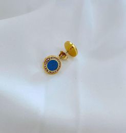 Stud Super A Quality Real 18K Gold Plated 4Colors Candy Colours Enamel Rhinestone Gem Brand earrings Letter Gift6059546