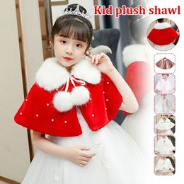 Children Winter Wool Shawl Furry Fluffy Fur Cape Girls Warm Thick Shrug Faux Cloak Poncho Party Scarf Wrap Coat 231226