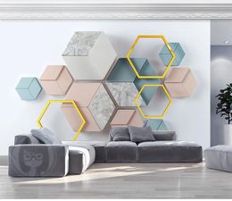 Wallpapers Custom Wallpaper 3D Modern Minimalist Geometric Marble Living Room Bedroom Background Wall Decoration Mural Wallpaper