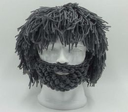 BBYES Cool Gifts Beard Hats Handmade Knit Warm Caps Halloween Funny Party Beanies for Mad Scientist Caveman Men Women New Winter S2606900