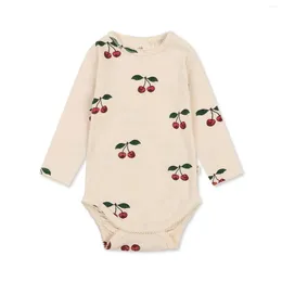 Clothing Sets Ks Born Cotton Romper Kids Cherry Embroidery Clothes Set Baby Boy Girl Cute Jumpsuit Toddler Onesis Top Pants