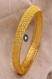 24k Dubai Gold Bangles for Women Gold Dubai Bride Wedding Ethiopian Bracelet Africa Bangle Arab Jewellery Gold Charm kids Bracelet6679695