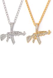 Charms Fashion Punk HipHop Women Men Gun Shape Pendant Crystal Rhinestone Chain Necklace Creative Necklaces Jewelry 1PCS9321748