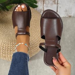 Slippers Women's Comfortable Artificial Leather Sandals In The Outdoor Style Of Fashion Hollow Pure Colour Summer