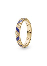 NEW 18K yellow gold plated Ring sets Original Box for 925 silver Blue Stripes & Stones Ring Women Mens Gift Jewellery RING4533701