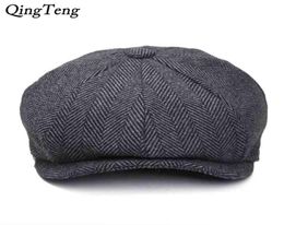 Plus Size Peaky Blinders Men Berets Hat Autumn Vintage Herringbone Octagon Cap Women039S Casual Pumpkin Gatsby Flat Beret 210426738303