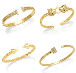 Fashion Open Nail Bracelet Gold Hiphop Leopard Head Bracelet Party Fashionable Set Auger Bangle Jewellery For Men And Women8022526