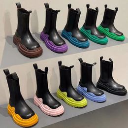 Fashion Tyre Boots Black Green Pink Boots Designer Men Mid Chelsea Martin Women Motorcycle Platform Shoes Rainboots