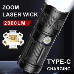 1pc White Laser Flashlight, TYPE-C Charging Port, White Laser Focus, Ultra-long Range, Soft Light Tail Light, Large Aperture, Large Floodlight