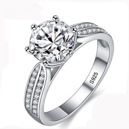 100% Real Natural 925 Sterling Silver Rings for Women 8mm Sona Cubic Zirconia Wedding Rings Fashion Jewelry ZLR006258y