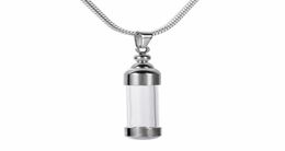 IJD9887 Glass Bottle Memorial Urn Necklace Stainless Steel SilverGoldBlack Cremation Ashes Urn Pendant Necklace for Keepsake6849760