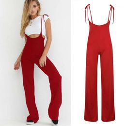 Rompers Women's Jumpsuits & Rompers Women Playsuit Red Long Pants Summer Sling Bodycon Jumpsuit Female Sleeveless Fashion High Waisted Tro