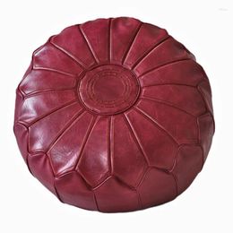 Pillow 58x36cm Moroccan Pu Leather Pouffe Embroider Craft Hassock Ottoman Footstool Round Large Artificial Unstuffed