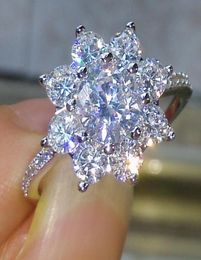 choucong Flower Style 10KT White Gold Filled 5A Zircon stone Wedding Ring Size 59 Gift6538283