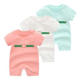 Newborn Rompers Baby Girl Clothes Cotton Lapel Collar Short Sleeve Romper Baby Infant Boy Designer Clothes Toddler Rompers for 0-24 Month