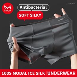 Underpants MiiOW 3pcs 100S Modal Men's Underwear Soft Silky Seamless Mans Panties Mulberry Silk 3A Antibacterial Male Boxershort