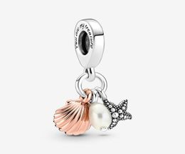 100 925 Sterling Silver Starfish Shell Triple Dangle Charms Fit Original European Charm Bracelet Fashion Jewelry Accessories3957842