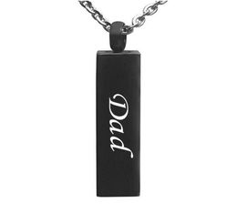 Fashion Jewellery Cube Bar Urn stainless steel Pendant Necklace Memorial Ash Keepsake Stainless Steel Cremation Jewelry3436050
