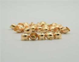 50pcs Gold Tassels Cap Findings Beads End Caps Leather Cord Necklace Wire Rore Faux Suede Clasps Bell Shape Connector5008467