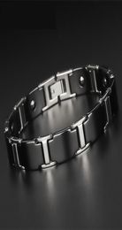 Korean Mens Fashion Popular Health Bracelet Male Ceramic Braclet Black Tungsten Steel Energy Magnetic Therapy Bileklik4377122