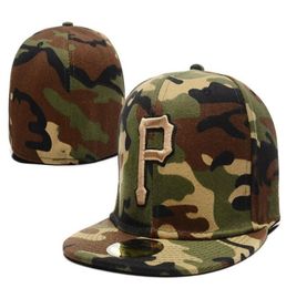 Yjyb2b 2021 Nieuwe Men039s Volledig Gesloten Piraten Hoeden Wit P Letter Sport Team Piraten Baseball Maat Caps In Volledige Camo Kleur6339229