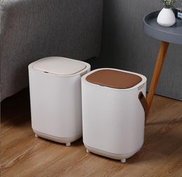 Waste Bins Nordic Intelligent Garbage Bin Matic Induction Opening Creative Light Luxury Paper Basket Simple Portable Plastic Storage C Ote9F