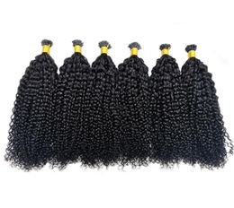 Afro Kinky Curly I Tip Hair Extensions Microlinks 100 Remy Human Virgin Hair Weave Bundles Brazilian Natural Black Ever Beauty 4B9728941