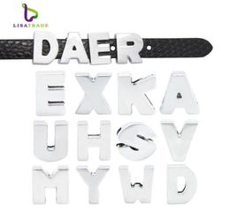 130pcs 8mm Silver plain Slide Letters fit bracelet Alplabet Charms for DIY Wristband Bracelet LSSL092735025