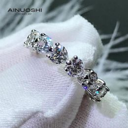 AINUOSHI Heart-shaped SONA Diamond Engagement Eternity Rings Gifts For 925 Sterling Silver Women Guardian Life Aperture Rings211d