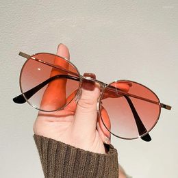Sunglasses Retro Classic Round Men Metal Frame Fashion Clear Ocean Gradient Lens Shades UV400 Women Punk Sun Glasses