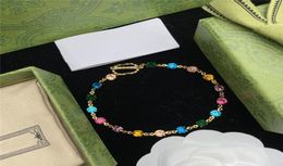 Double Color Diamond Bracelet Vintage Crystal Chain Links Bracelets Rhinestone Colored Interlocking Women Jewelry With Gift Box4489137