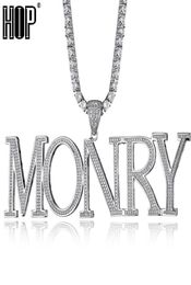 Hip Hop Custom Name Bubble Cubic Zirconia Bling Combination Words Iced Out Chain Pendants Necklaces For Men Jewellery 2010143830158