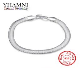 YHAMNI 100% original Jewelry S925 Stamp Solid Silver Bracelet New Trendy 925 Silver Chain Bracelet for Women and Men H1649516419