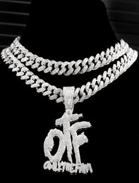 Pendant Necklaces Bling Iced Out Letter Cuban Necklace For Women Men Shiny Rhinestone Zircon Tennis Chain Hip Hop JewelryPendant N7624881