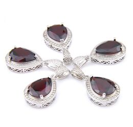 Mix 5 Pieces Pendants Luckyshine Shine Teardrop Shape Red Garnet Gemstone 925 Silver Pendant Necklaces P12966264120