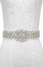 Belts Flower Design Crystal Rhinestone Applique Iron On Ribbon Bridal Belt Evening Dress Wedding SashBelts8223701