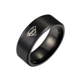 NEW Fashion Gold Silver Black Titanium Men Boy Superman Symbol Stainless Steel Ring269S