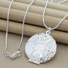 Pendants SAIYE Wholesale 925 Sterling Silver Pendant Round Po Frame Necklace Female Charm Classic Good Jewelry