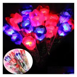 Decorative Flowers & Wreaths Led Light Up Rose Flower Glowing Valentines Day Wedding Decoration Fake Flowers Party Supplies Decoration Otbgq