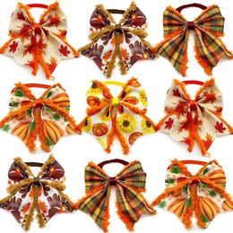 Dog Apparel 50pcs Fall Pet Supplies Bowties Thanksgiving Bows Small Bowtie Collar Accessoreis Grooming