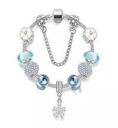 16 to 21CM light blue crystal charm bracelet oriental cherry charms beads fit bangle chain DIY Accessories Jewelry as valentine gift with box or nylon bag5254978
