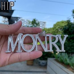 Hip Hop Custom Name Bubble Cubic Zirconia Bling Combination Words Iced Out Chain Pendants & Necklaces For Men Jewellery 0927225D